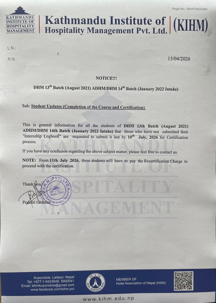 Recertification Notice for 13th and 14th Batch 